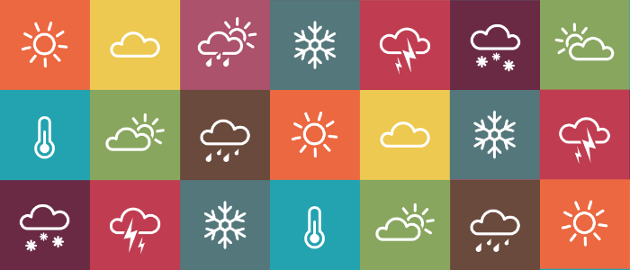 weather icons showing different weather phenomena