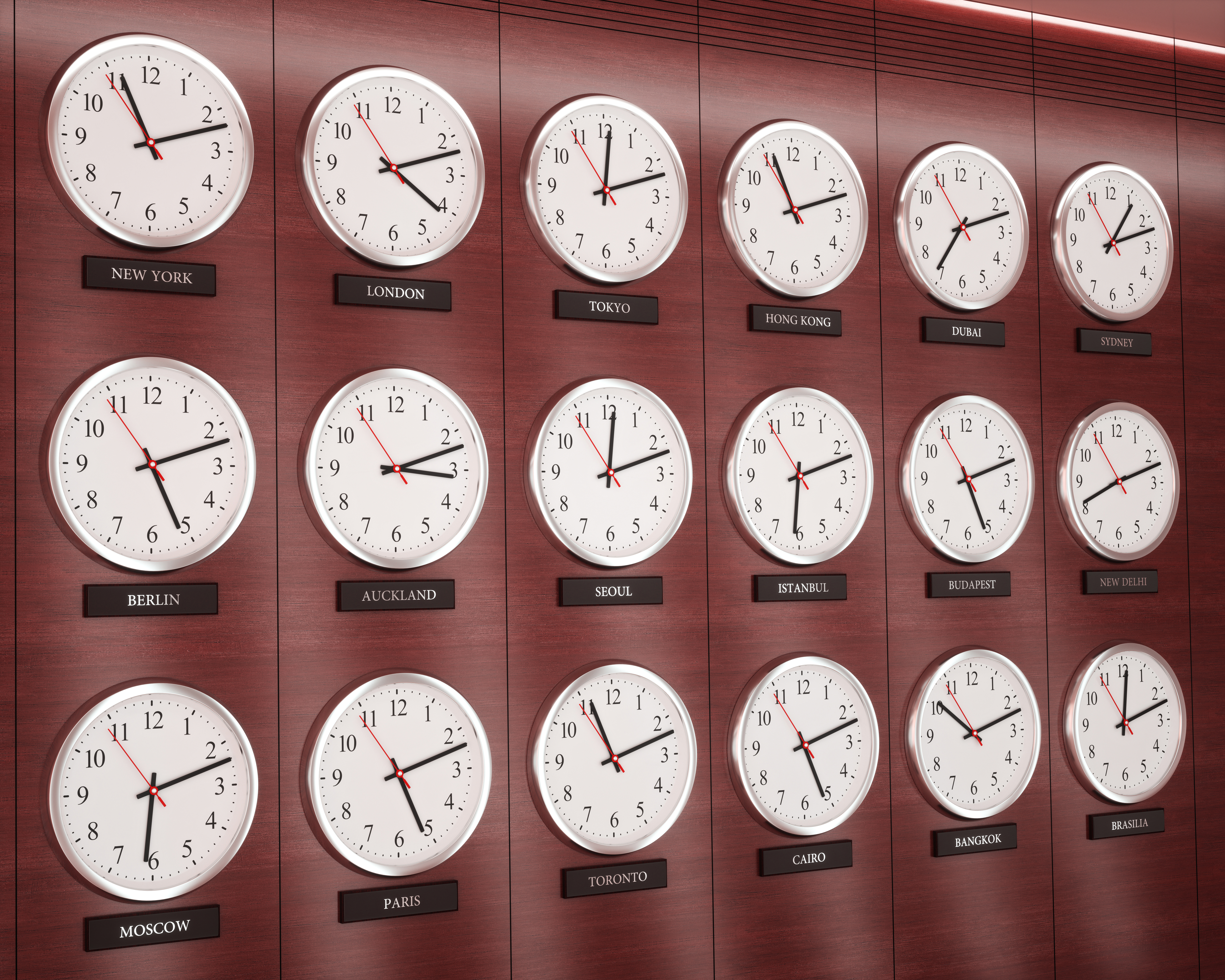 Clocks on a wall