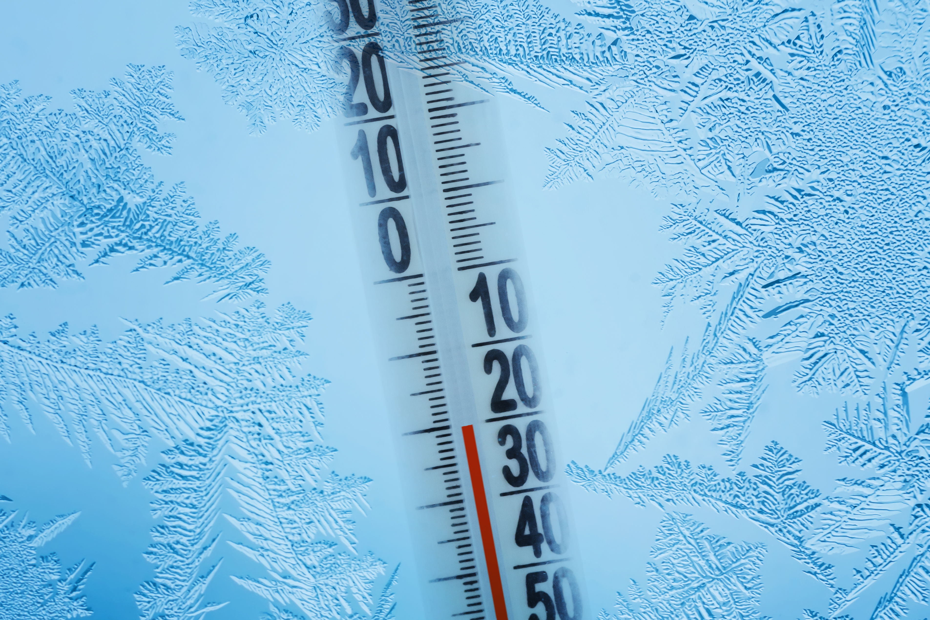 thermometer showing sub-zero reading