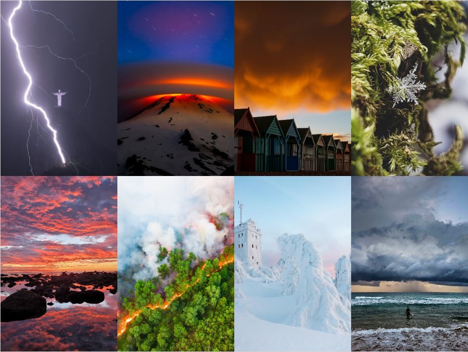 Collage of the winning weather photographs from 2023