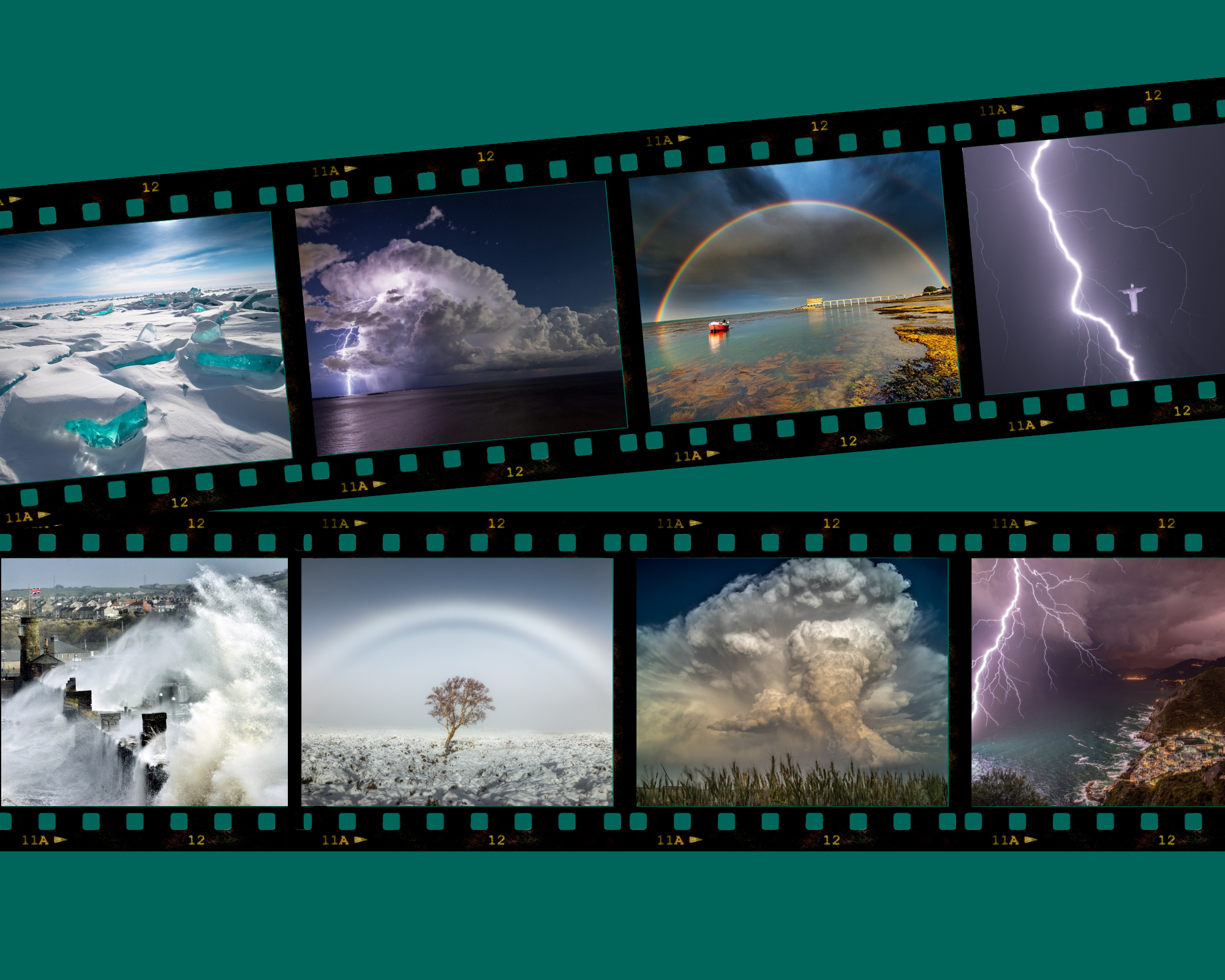 Collage of the 2016 to 2023 public favourite winners of the weather photographer of the year competition