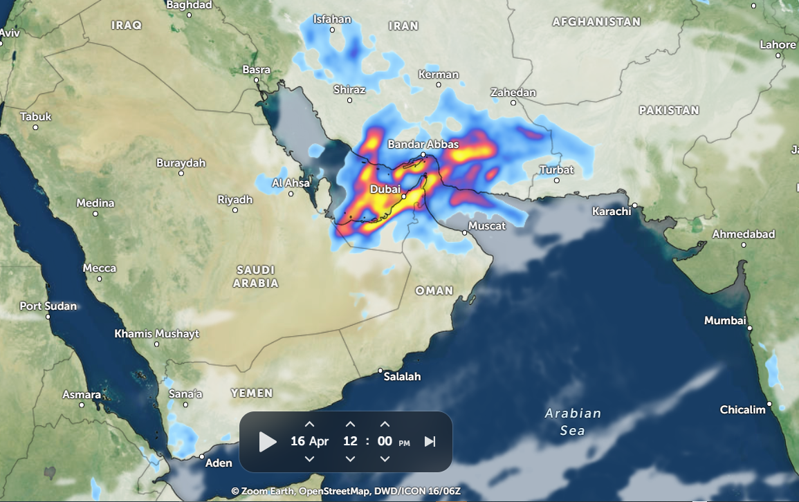 Rainfall forecast over the UAE