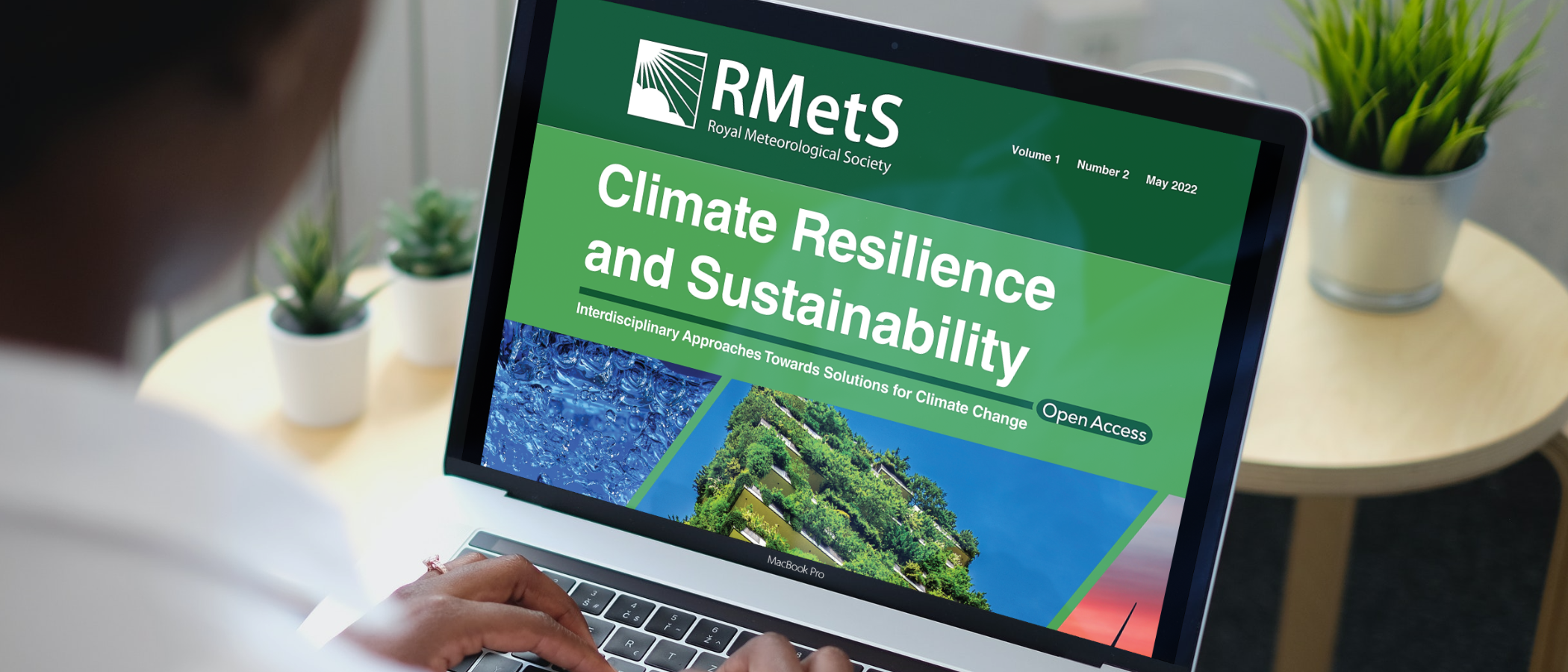 Journal cover on computer screen for Climate Resilience and Sustainability