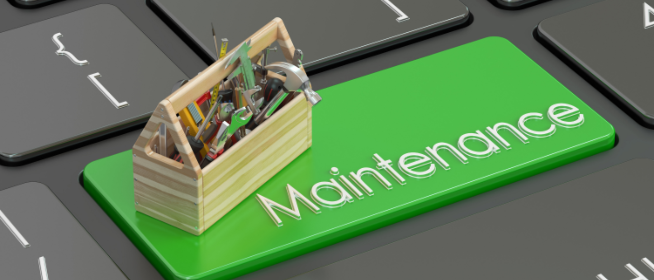 a green keyboard button saying Maintenance with a toolbox on top