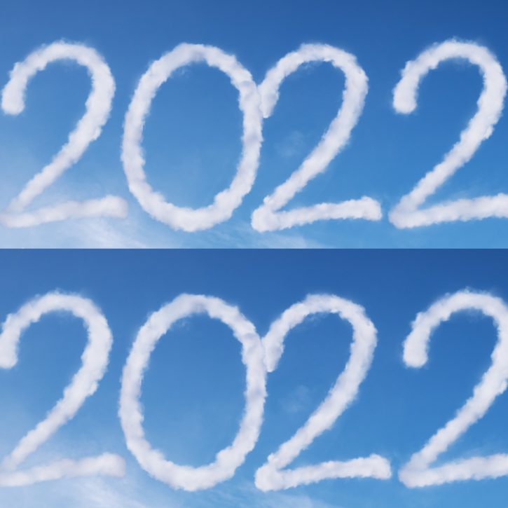 Blue sky with 2022 written in clouds
