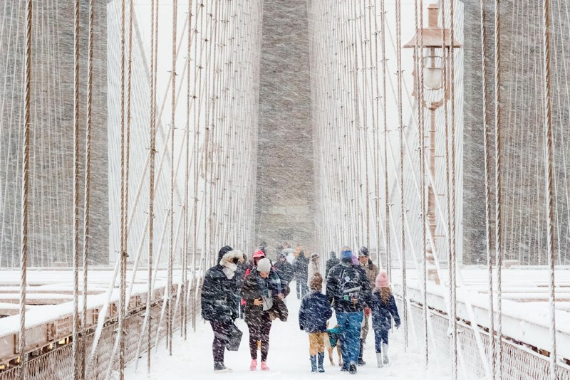 Blizzard on Brooklyn Bridge by Rudolf Sulgan