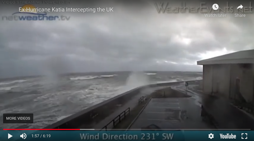 Hurricane Katia remnants hit UK