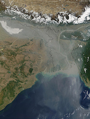 The image shows aerosol pollution over India aerosol pollution over India