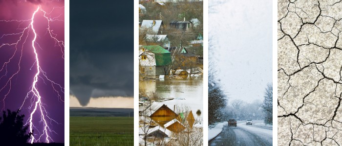 A collage of extreme weather events