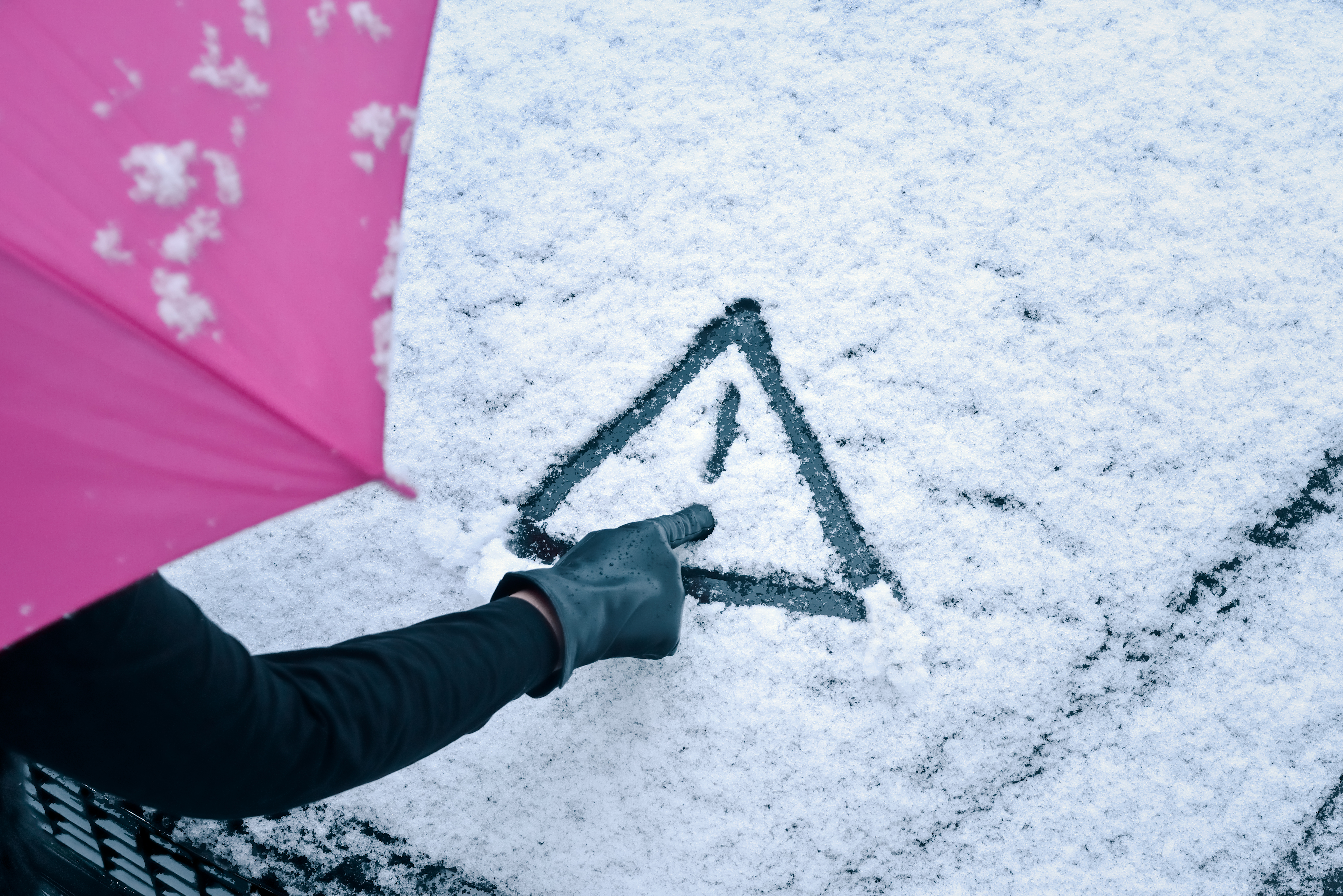 Warning sign in snow