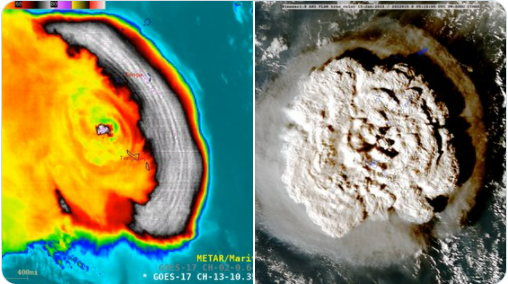 Satellite images of the Tongan eruption of 15th January