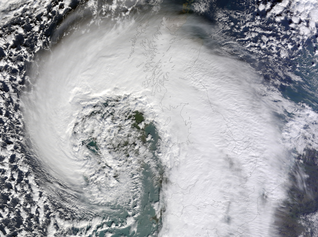 A storm passes over the UK and Ireland