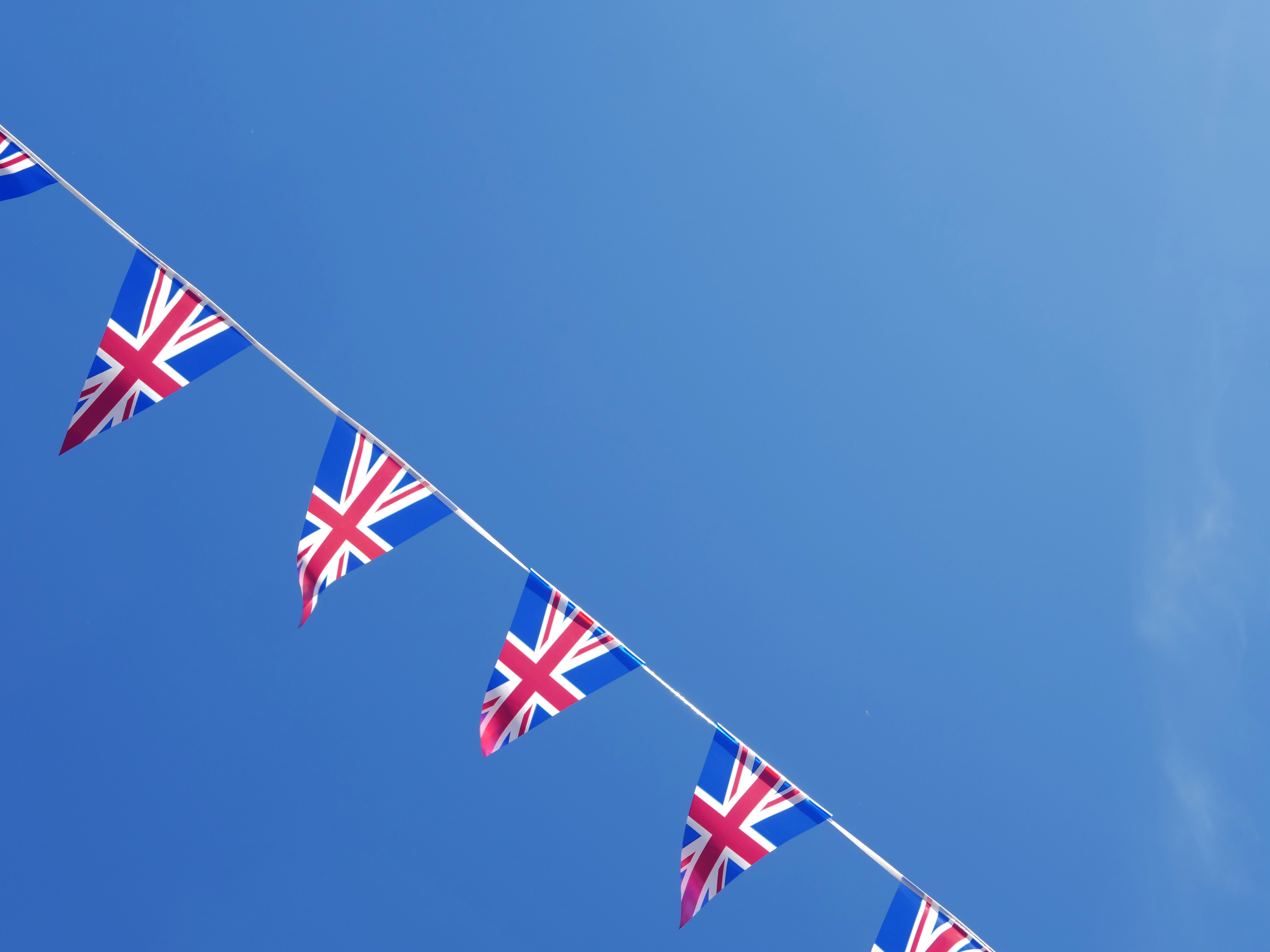 Union Jack Bunting against a blue sky Union Jack Bunting against a blue sky