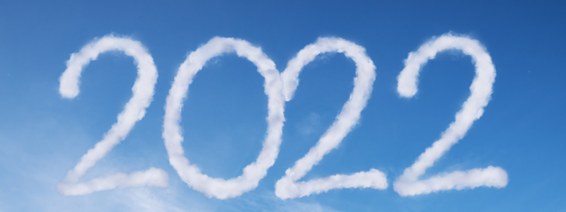 Blue sky with 2022 written in clouds