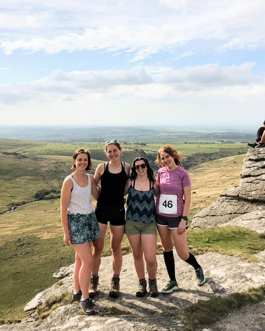 Female early-career scientists mid-Dartmoor-hike