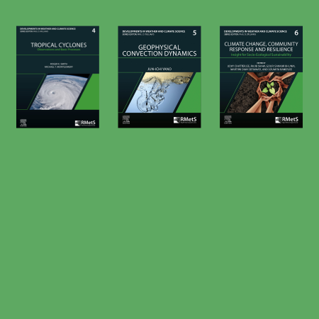 Image of three book covers from the Developments in Weather and Climate Science series