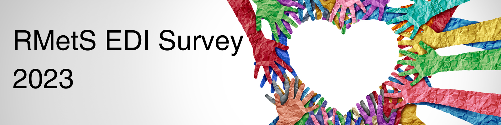 RMetS website banner for EDI survey summary showing different people's hands