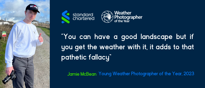 Jamie McBean, winner of the Standard Chartered Young Weather Photographer of the Year, 2023