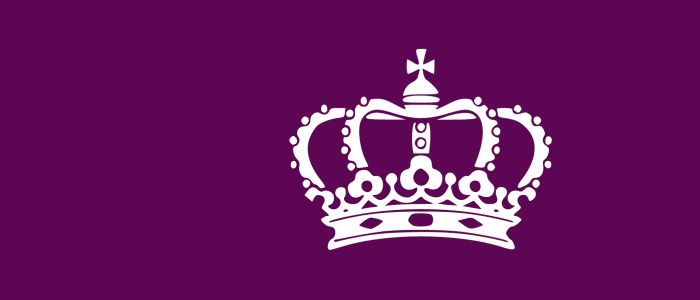 White royal crown graphic on purple background