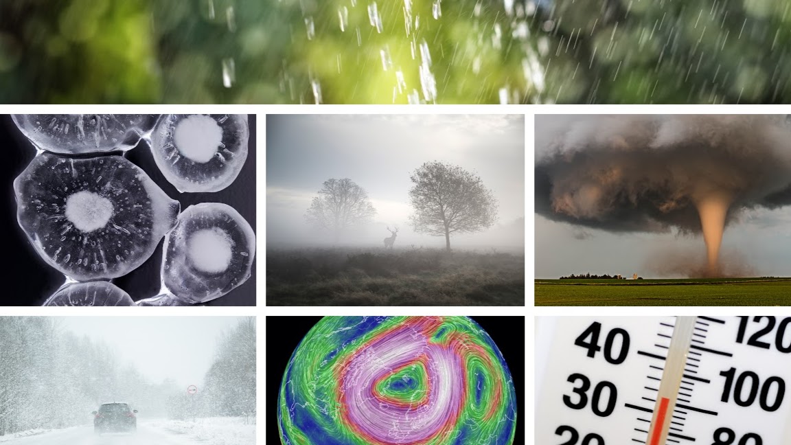 collage of weather related photos