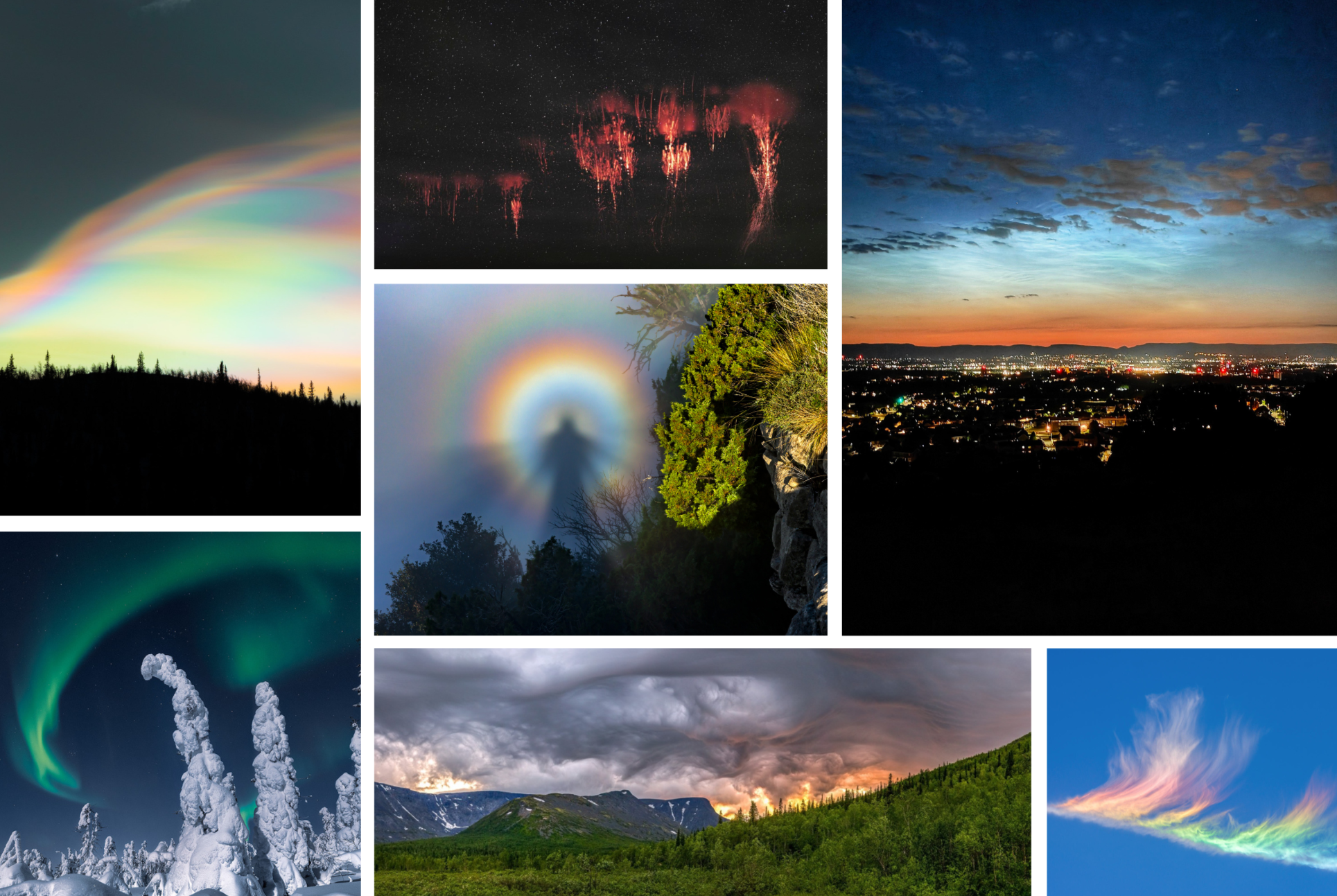 collage of rare weather phenomena