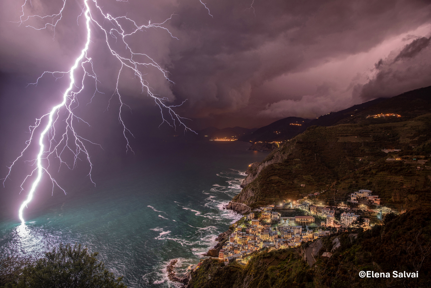 Lightning striking the sea near the coast of Italy. The Power of Lightning - Elena Salvai First Runner Up and Public Favourite
