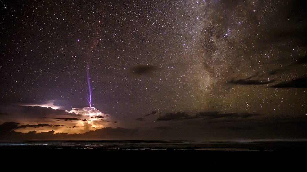 Sprite lightning over the Pacific ocean off the coast of Costa Rica 