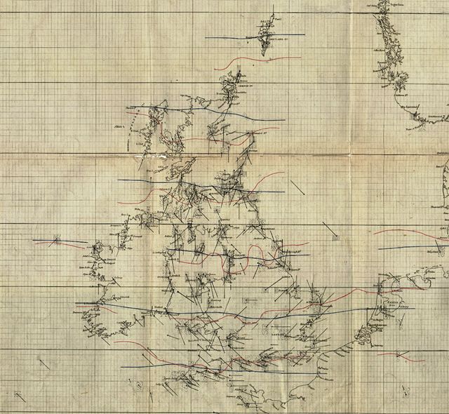 One of the original charts produced by Robert FitzRoy, founder of the Met Office