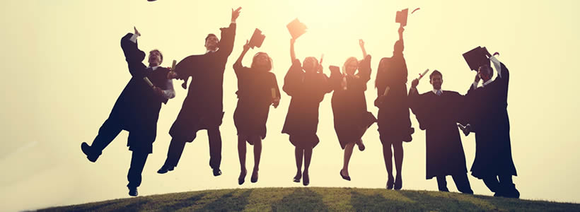 students jumping
