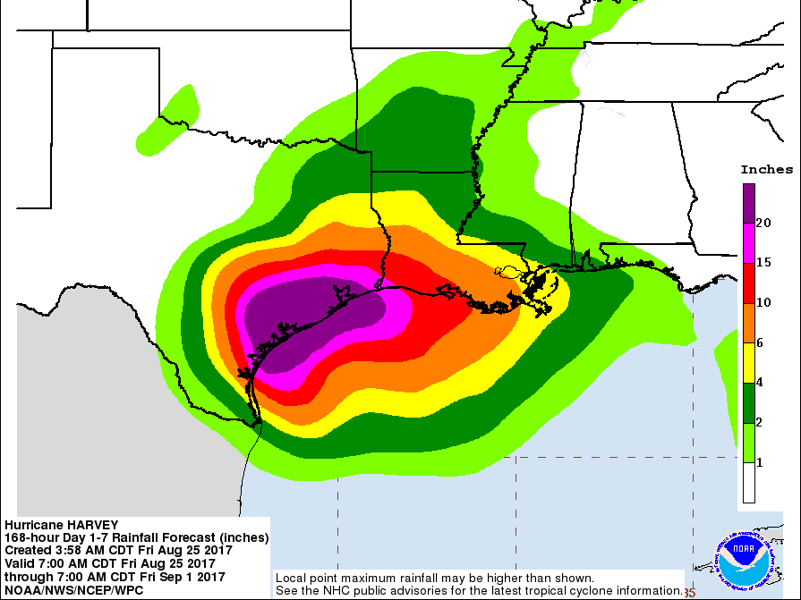 Projected rainfall totals