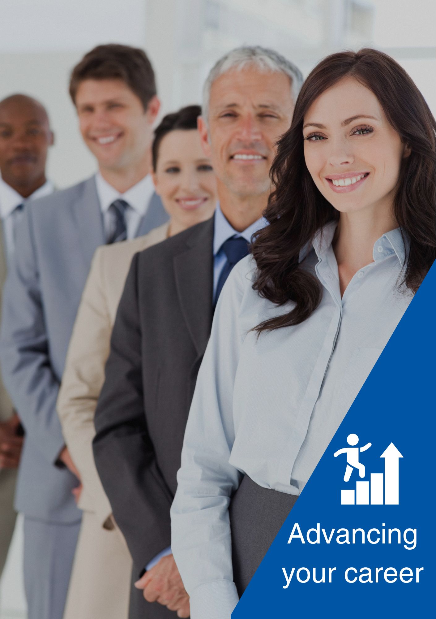 A group of mature professionals in a line