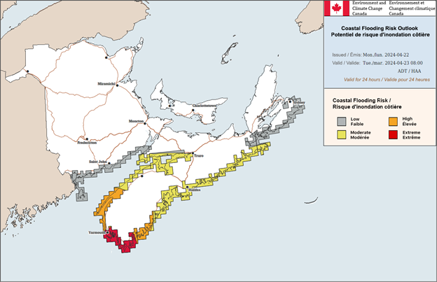 Example of the new Coastal Flooding Risk Outlook Map