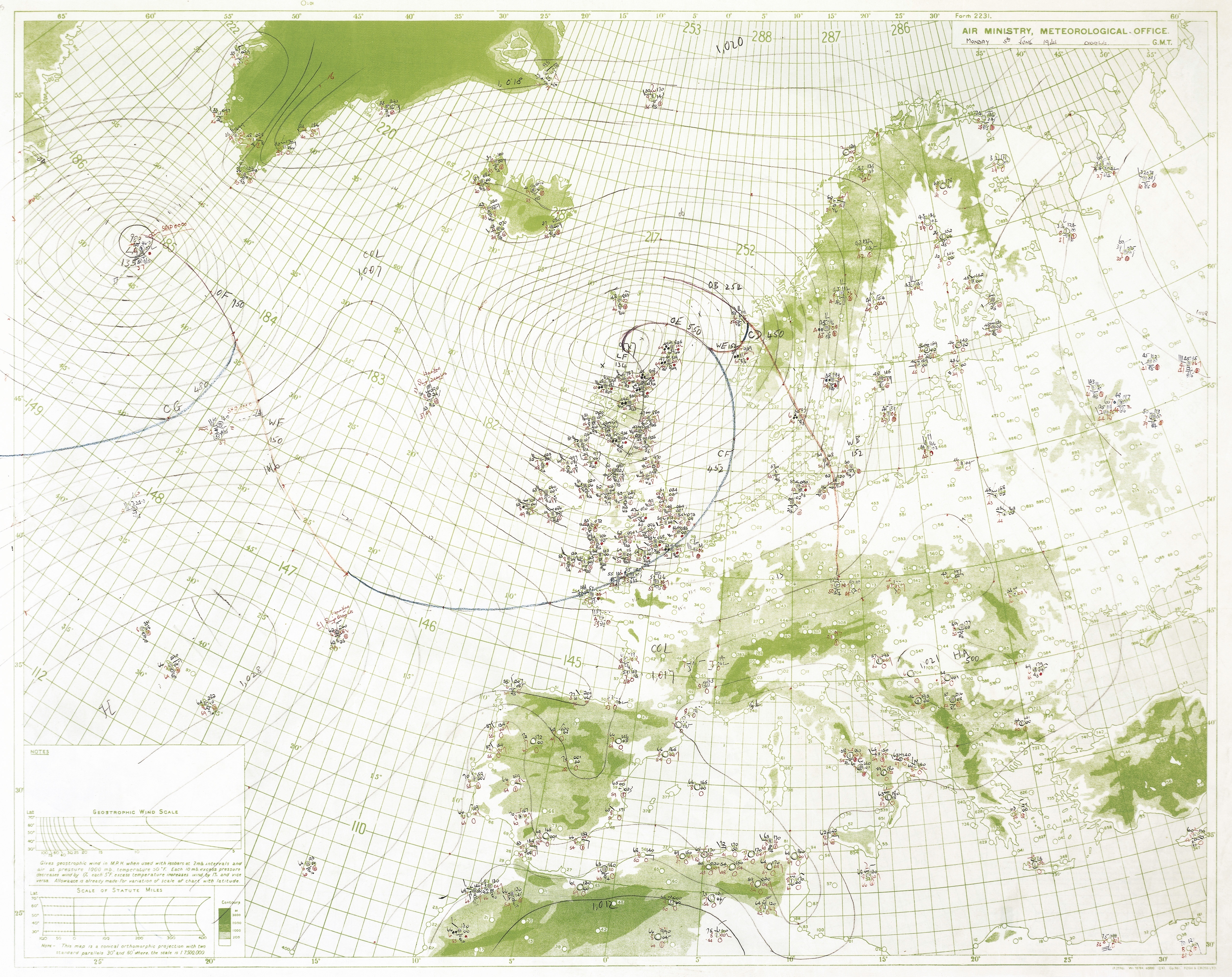 D-Day Chart vt 0100 GMT on 5 June 1944