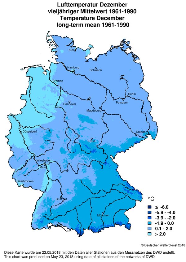 December average temperature map