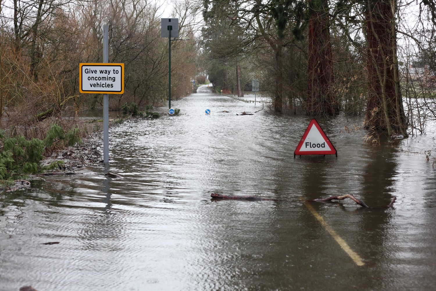 A flooded road