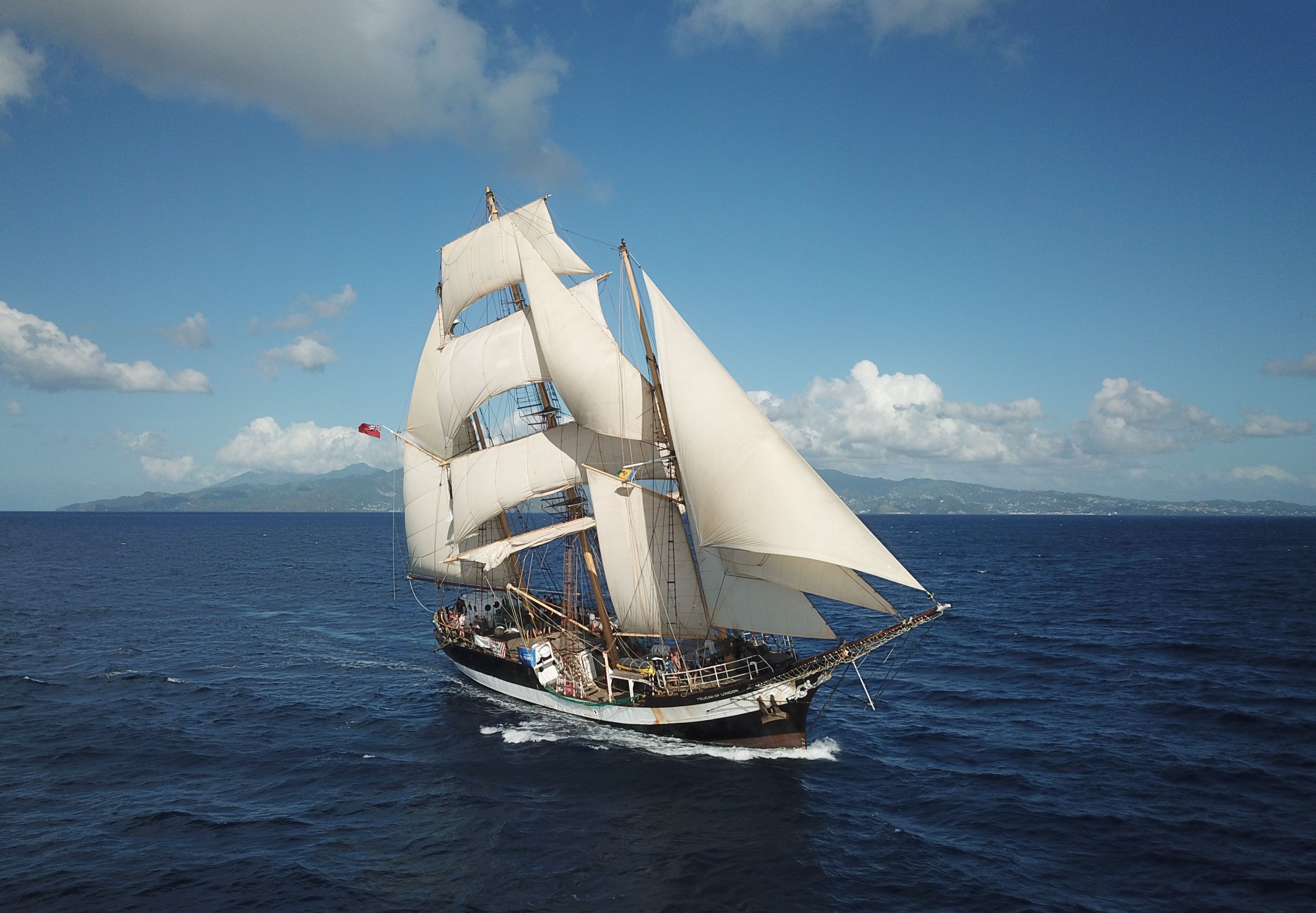 The tall ship Pelican of London under sail