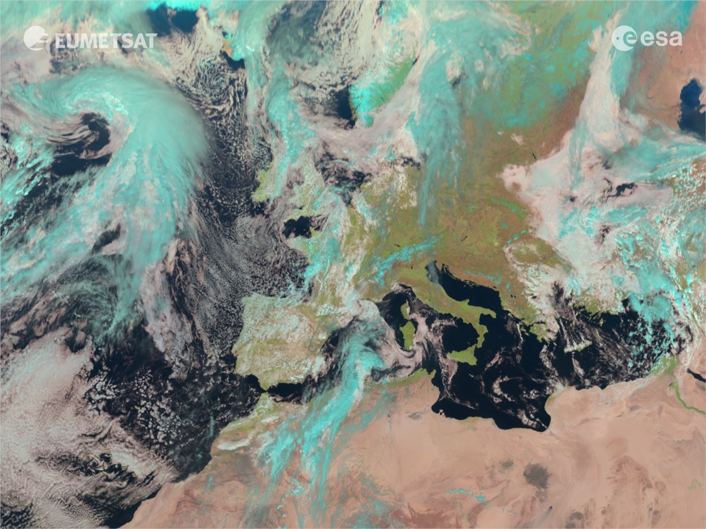 Meteosat Second Generation (Meteosat-11) satellite image taken at 11:45 UTC on 18 March 2023