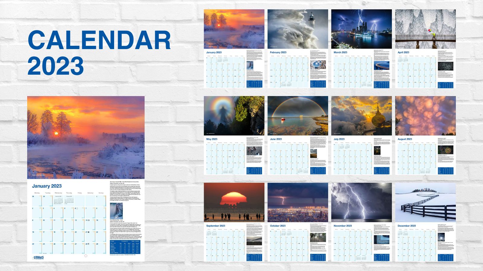 A spread of all month calendar images