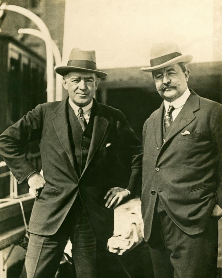 Sir Ernest Shackleton and John Quiller Rowett before Quest’s departure, 1921
