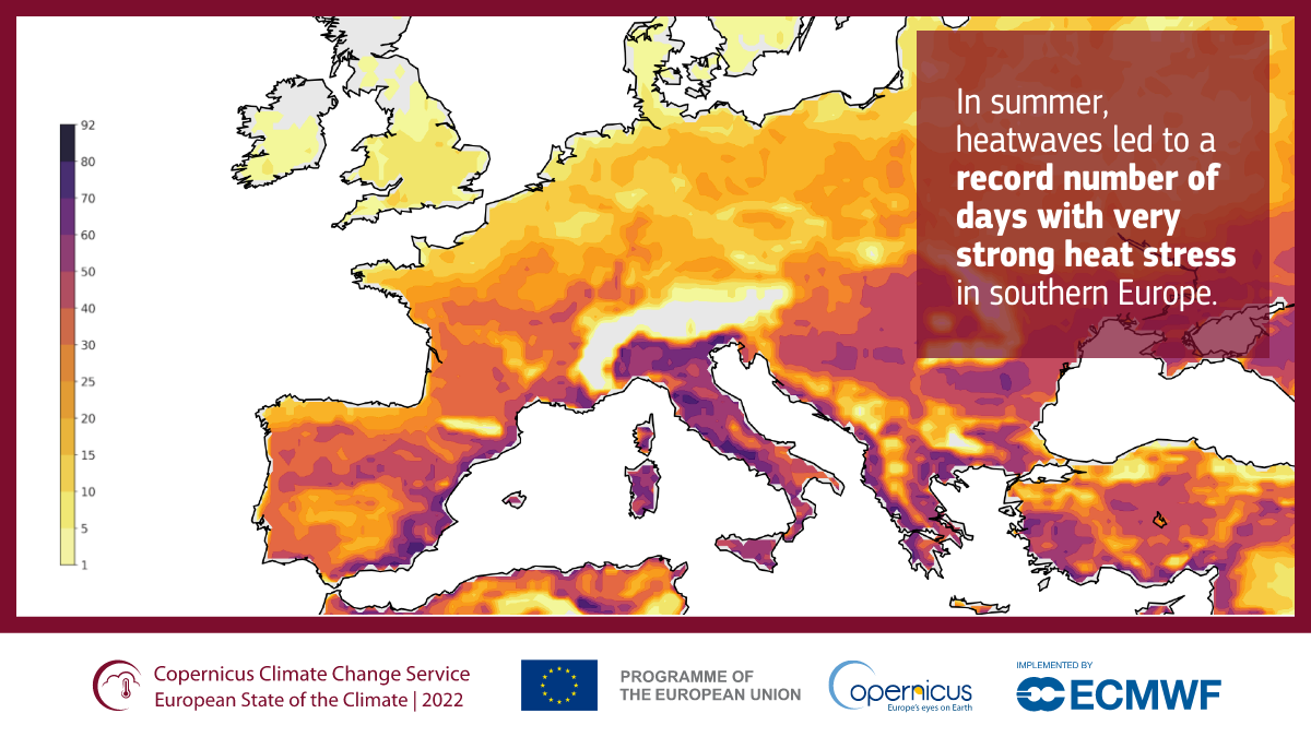 Extreme heat across Europe in summer 2022