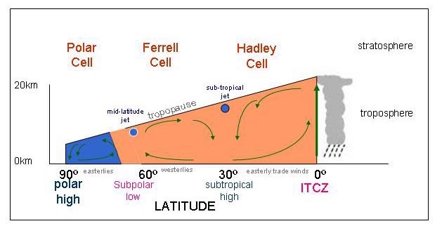 Image 3: Side-view of atmospheric circulation cells