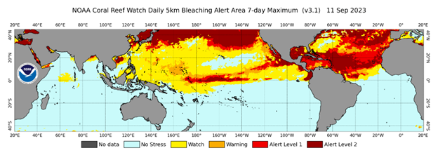 Coral reef watch bleaching alert