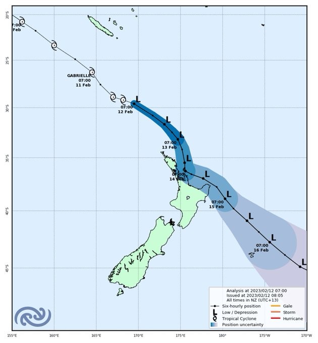 Cyclone Gabrielle track