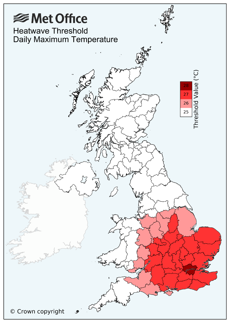 Met Office Heatwave Thresholds