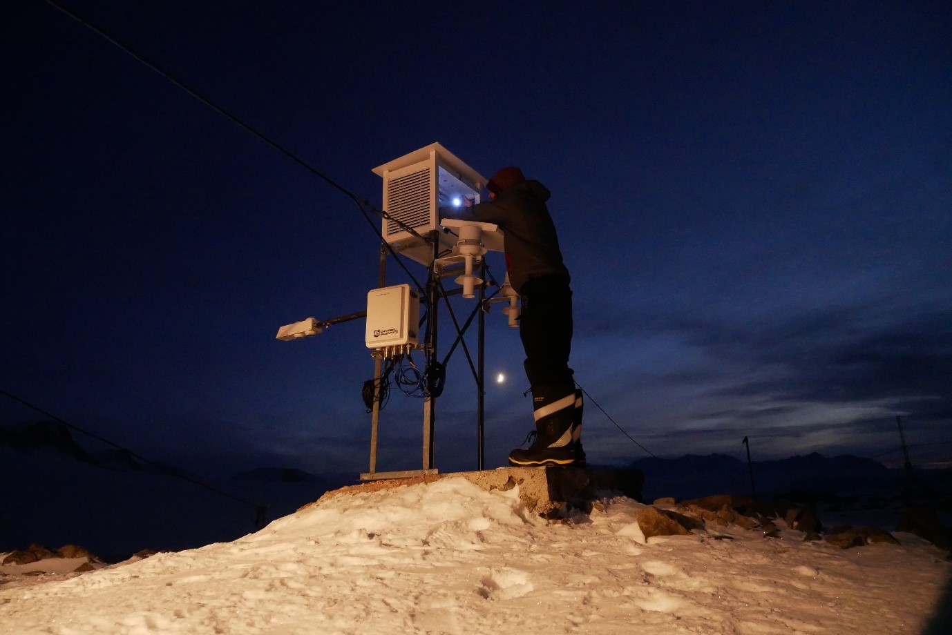 Checking the temperature in the Stevenson screen