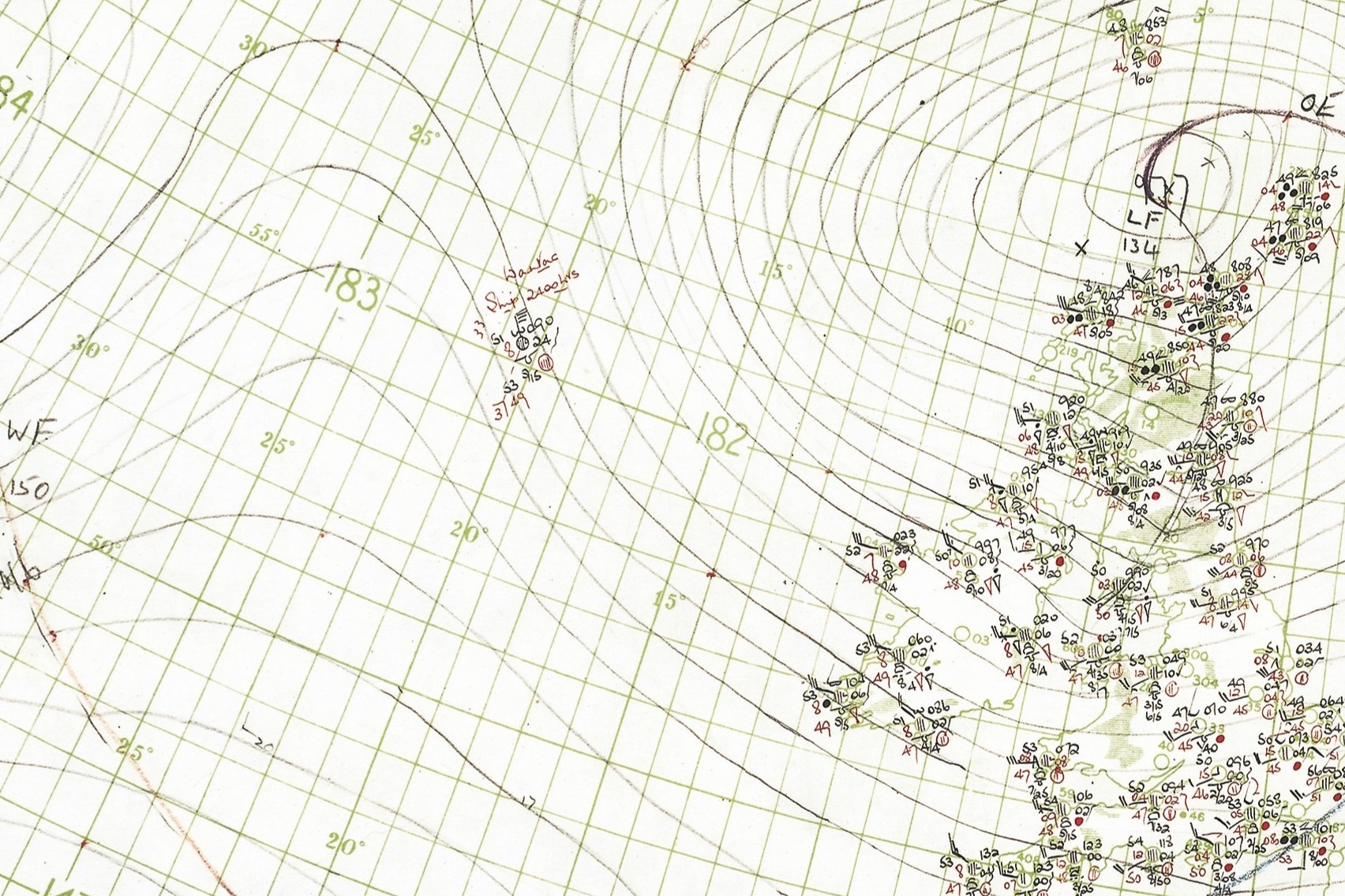 closer view of weather chart from 5 June 1944