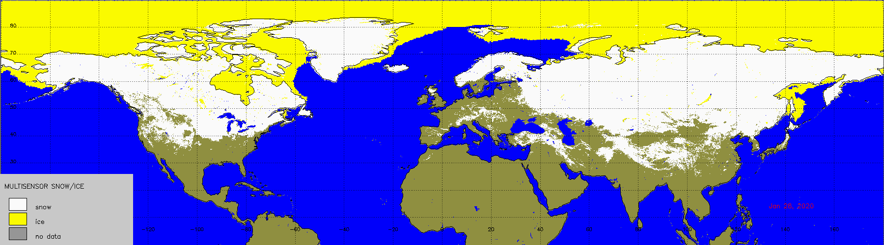 28th January Northern Hemisphere Snow Cover