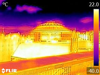 infrared image of a city skyline