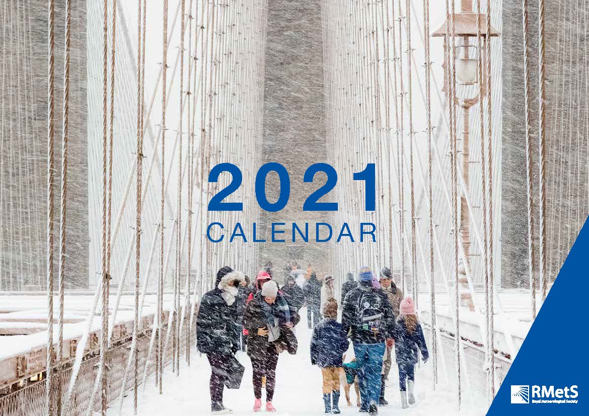 2021 Calendar cover image - blizzard on Brooklyn Bridge