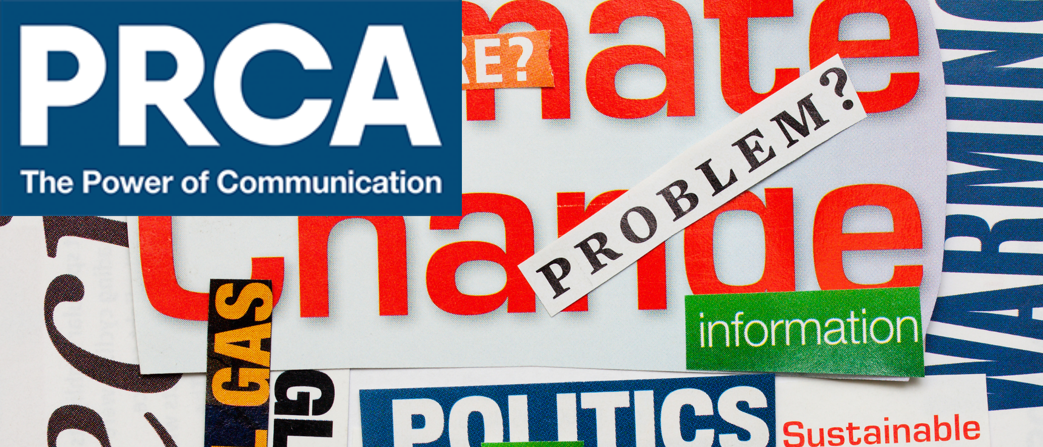 A climate word graphic with PRCA logo